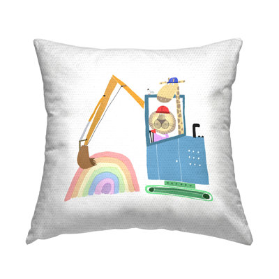 Working Construction Animals Outdoor Printed Pillow by Carla Daly