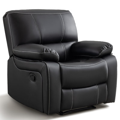Breathable Leather Cushion Back Stitching Manual Recliner Chair by Latitude Run