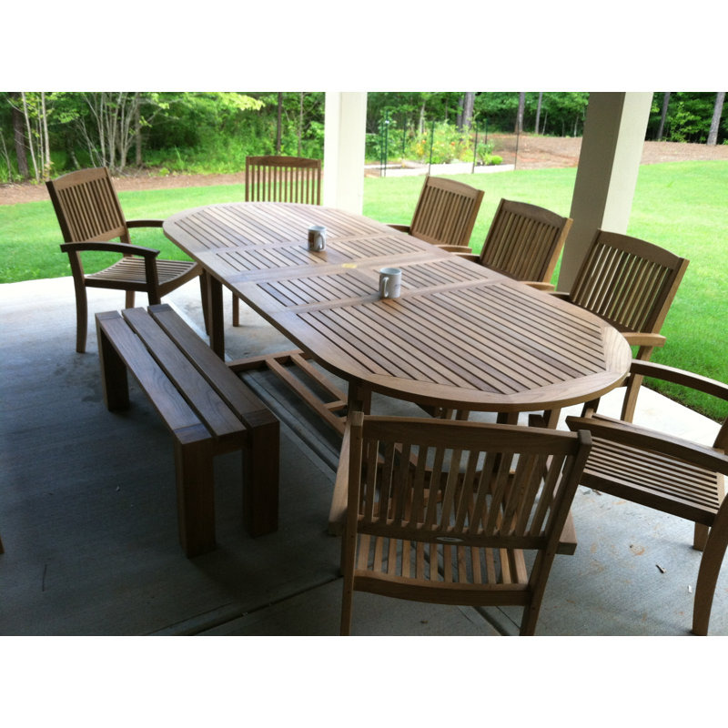 Banc d'extérieur en teck J Basicianna, H 18 po x l 49 po x P 13 po