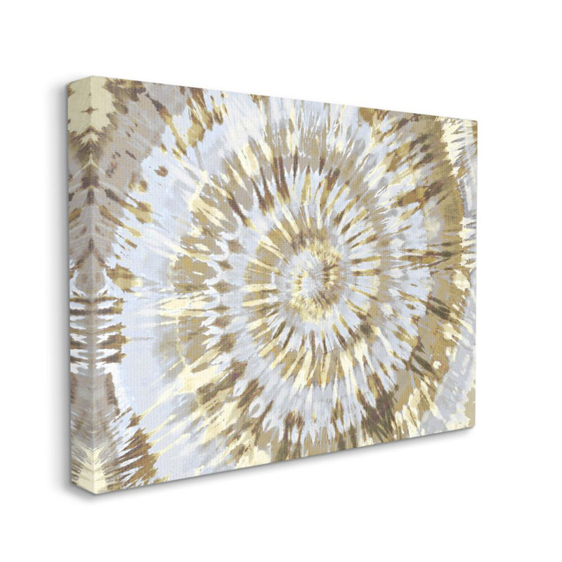 " Abstract Patterned Tie Dye Spiral Brown Beige Design " by Ziwei Li, 24" H x 30" W, Wrapped Canvas