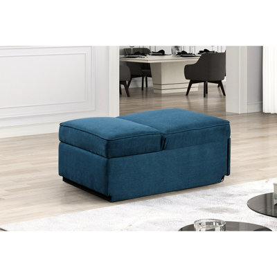 Chaise convertible transitionnelle avec base en bois d'ingénierie et rangement bleu pour la décoration du salon