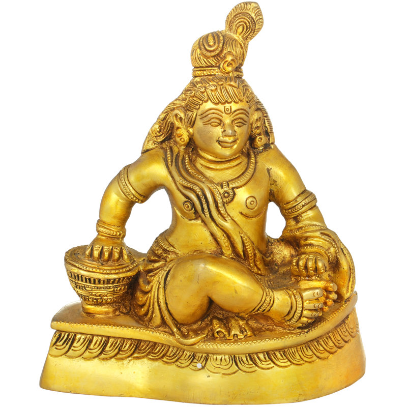 Figurine Krishna le Makhan Chor (voleur de beurre) en laiton