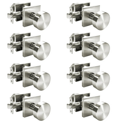 Door Knob Handle MHSN06 Satin Nickel Passage Modern Round Passage Door Knob – Interior Hallway & Closet Door Handle, Durable Non-Locking Door Knob Set for Bedroom, Hallway & Pantry Doors