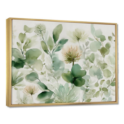 Watercolor Greenery Sage Watercolor - Plants Wall Art, Green Botanical Canvas Print