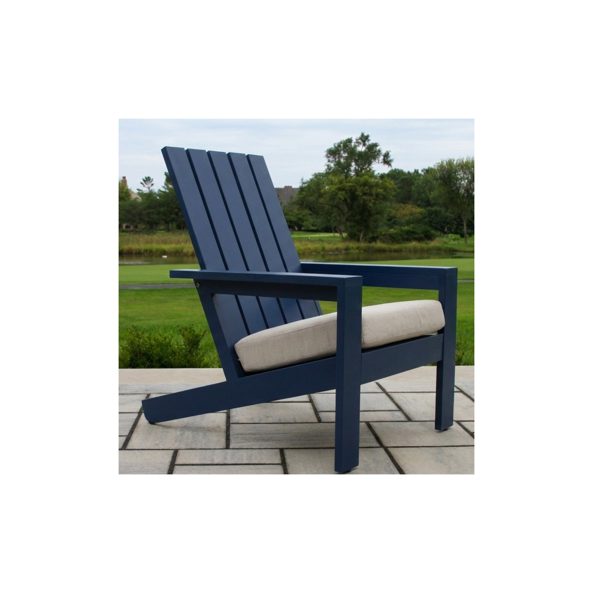 Rhys Aluminum Adirondack with Sunbrella Cushion, Blue
