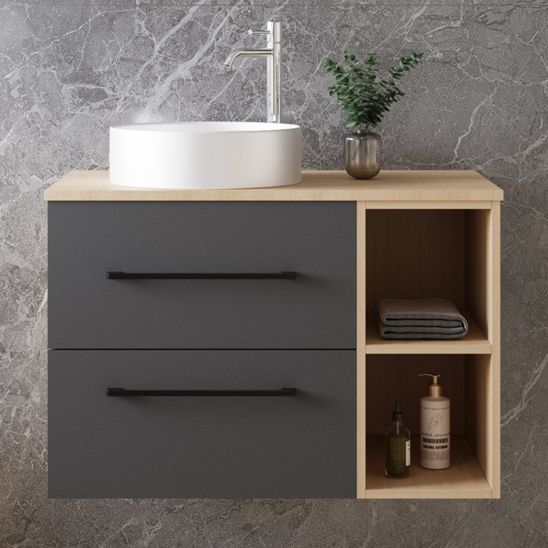 790mm Single Bathroom Vanity with Drop In Ceramic Basin
