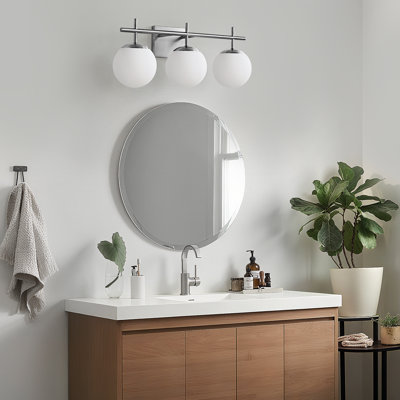 3-Light Dimmable Vanity Light For Bathroom Mirror Up/Down Mount With Glass Shape