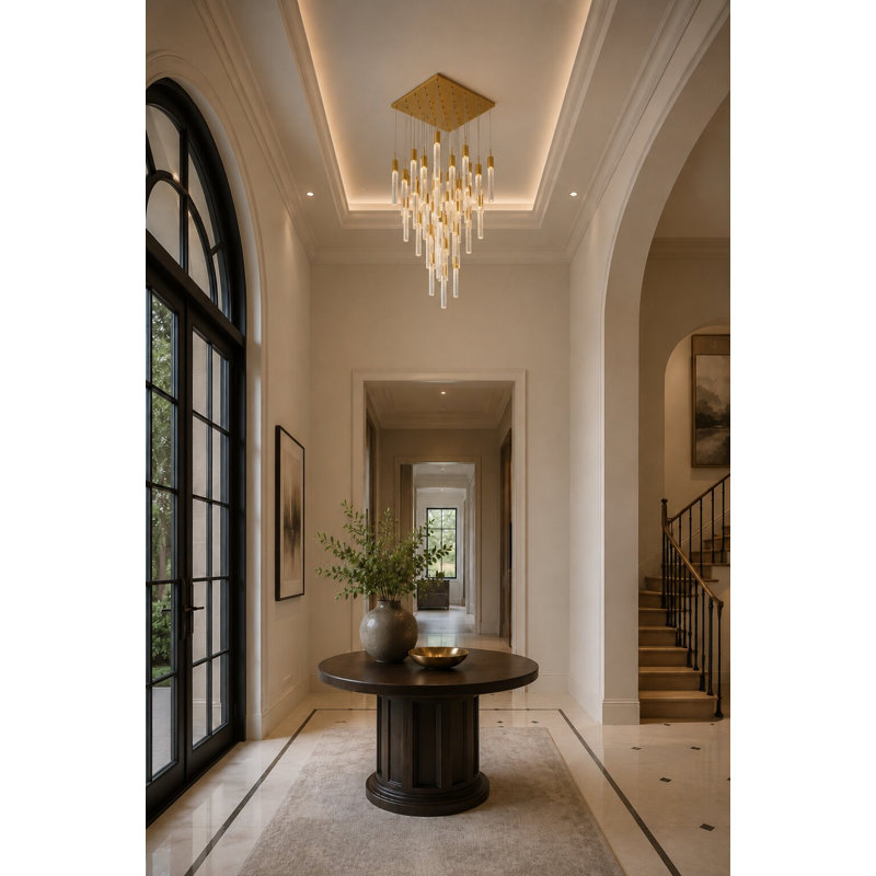 Lustre en cristal 25 lumières Modern, Doré