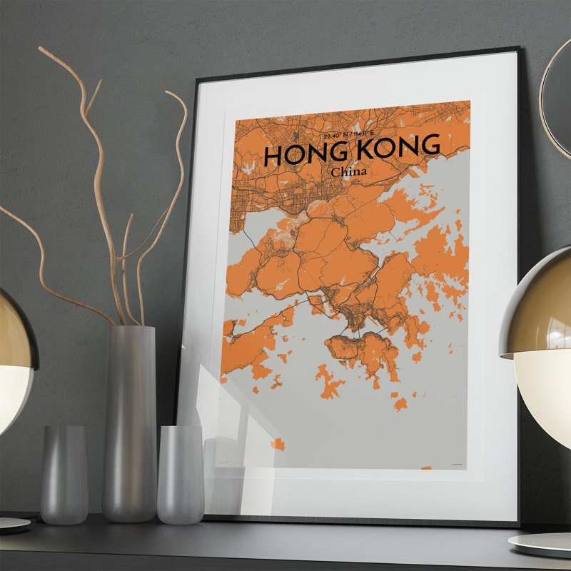 " Hong Kong City Map ", 36" H x 24" W