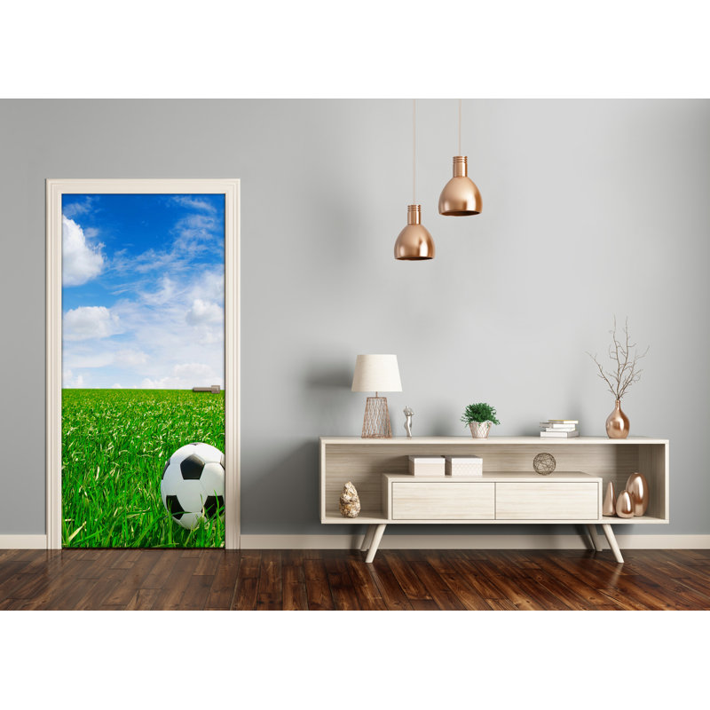 Football On The Lawn Door Decal, 205cm H x 95cm W