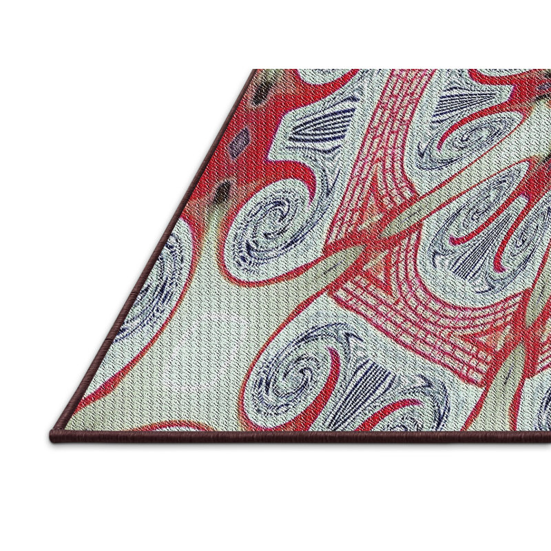 Blanc/Tapis décoratif rose, Rectangle 5 pi x 7 pi