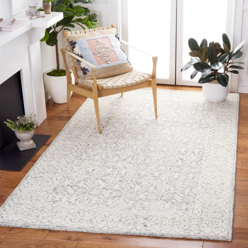 Pezanetti Hand Tufted Wool And Cotton With Latex Oriental Rug, Rectangle 5' x 8'