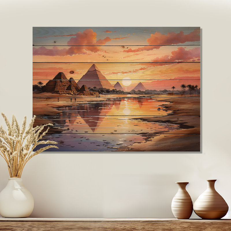 Pyramide égyptienne, «Wonders antique I» sur bois, H 24 po x l 32 po x P 0,78 po