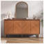 Armoire de rangement, buffet de 59 po avec 4 portes, armoire d'appoint en bois de style Mid-Century moderne, crédence à chevrons pour salle à manger, salon, entrée, brun
