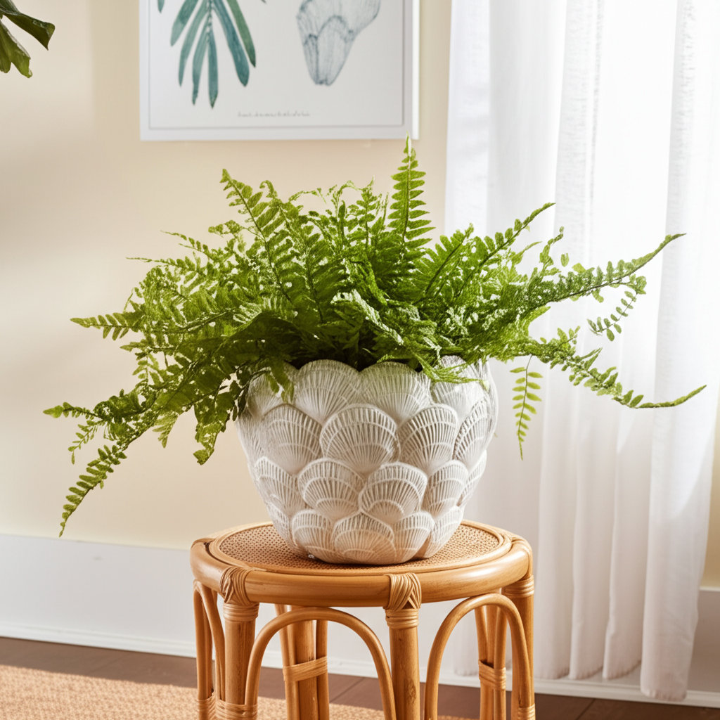 White Seashell Planter Dakota Fields