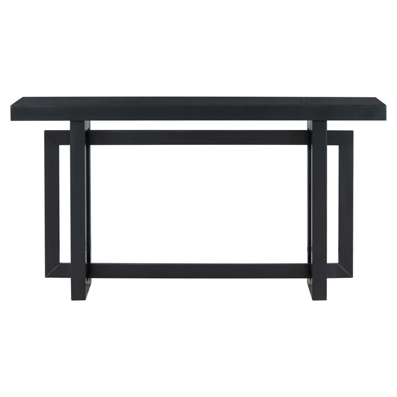 59.1'' Painted Entryway Table With Pine Veneer, Unique Triple Rectangle Design Console Table With Thick Pine Wood Legs, Extra Long Sofa Table
