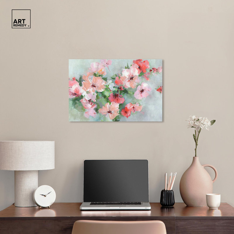 Floral Breeze Wrapped Canvas Art in Soft Pastel Colors