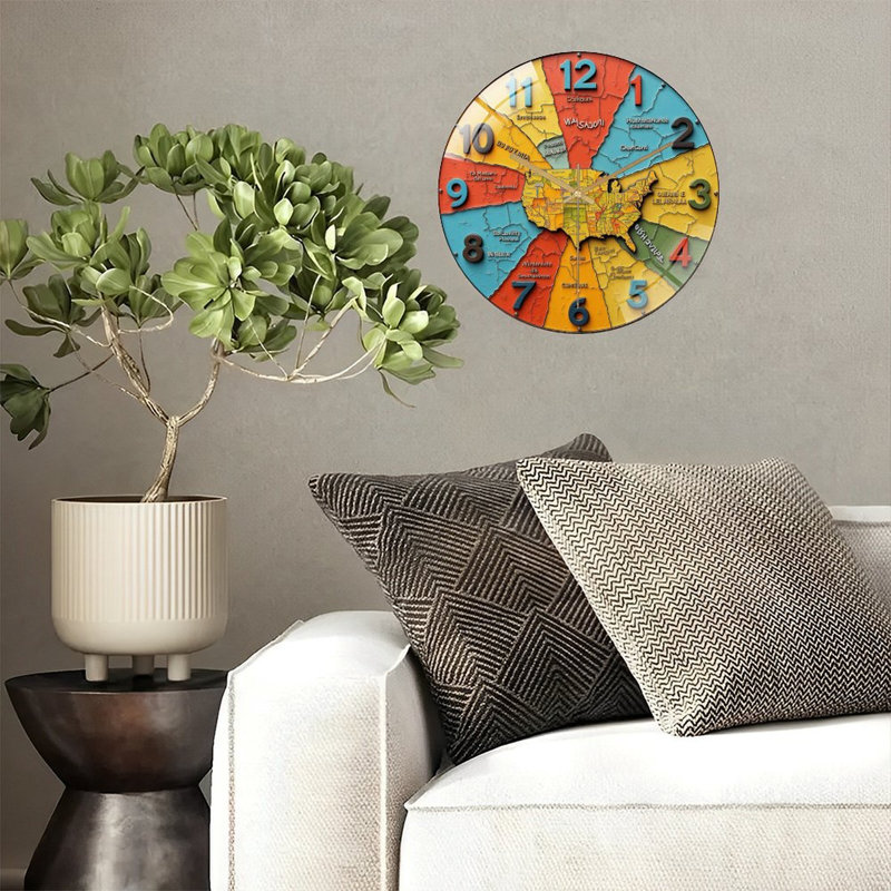 Horloge murale 12 po ronde en verre trempé avec mouvement à quartz silencieux