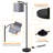 Floor Lamp With 3cct Led Bulb, Gray Linen Lamp Shade For Living Room, Modern Standing Lamp For Bedrooms