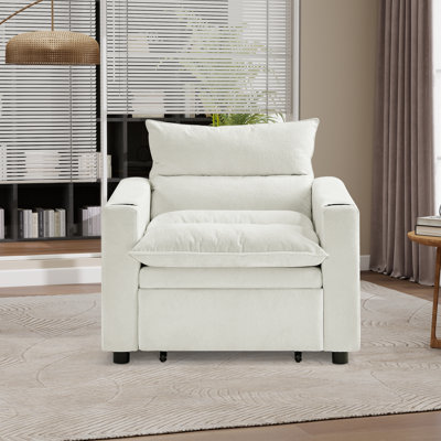 Upholstered Sofa Bed Sleeper Chair,3-in-1 Convertible Pull Out Sofa Bed With Adjustable Backrest by Ebern Designs