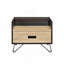 Oak and Black Nightstand with 1 Drawer