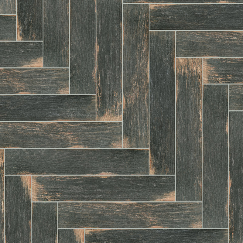 Bora 3" x 18" Porcelain Wood Look Subway Wall & Floor Tile, Dark