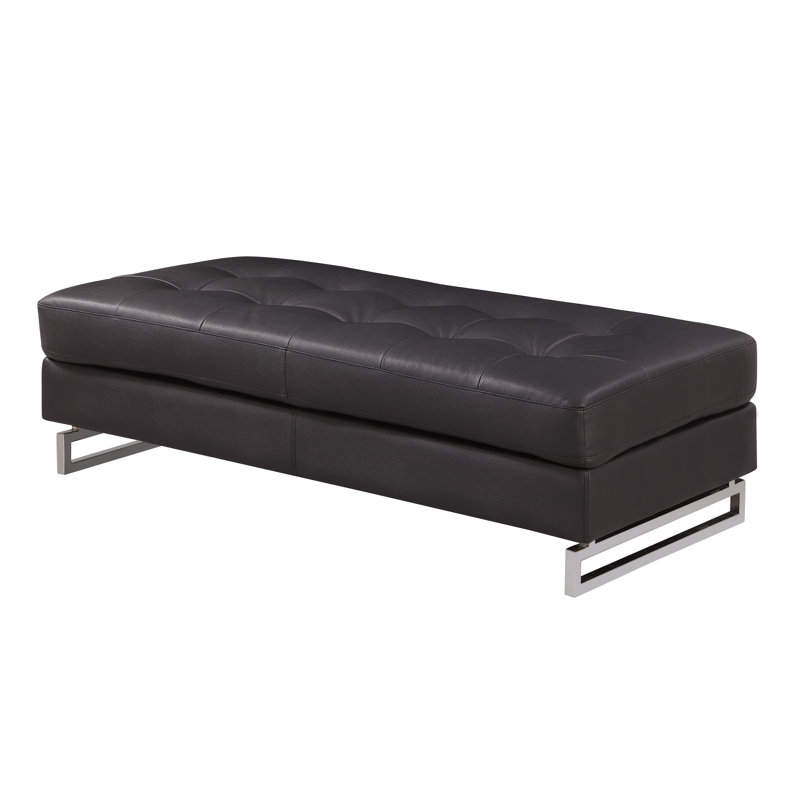 Ordaz Faux Leather Ottoman, Brown Faux Leather