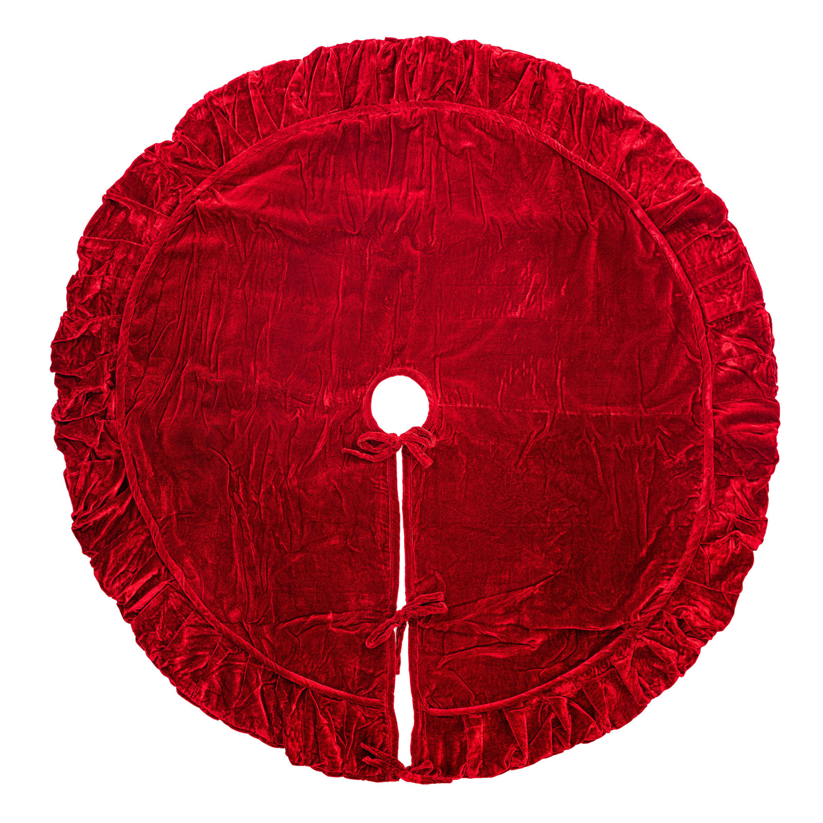 Hubbert Velvet Tree Skirt, 72" W, Red
