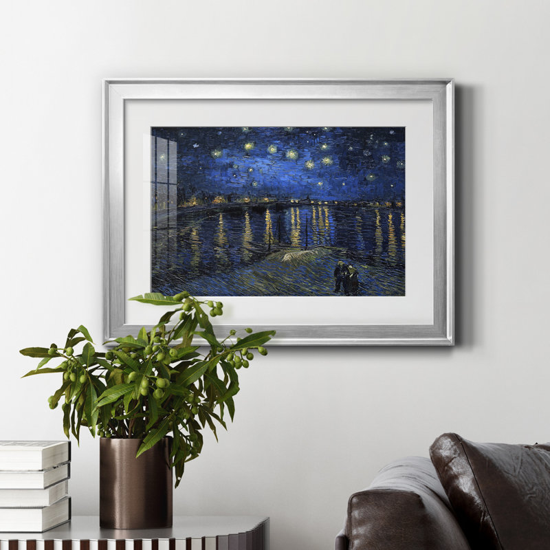 «Starry Night over Rhone», reproduction d'art sur papier encadrée, H 22,5 po x l 30,5 po x P 1,5 po, Argent