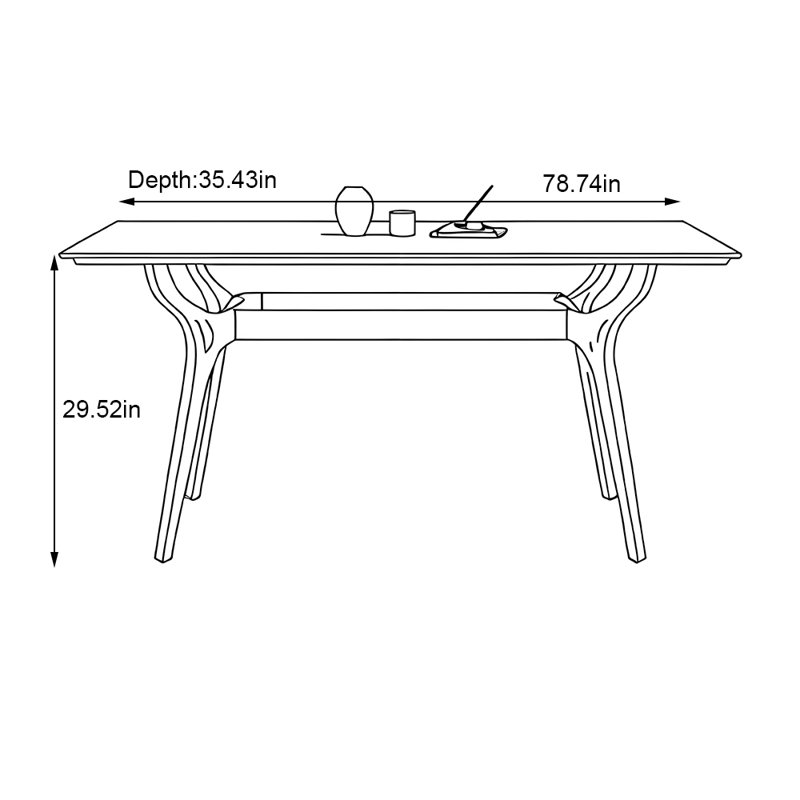 Small rectangular family dining table, 29.52"H x 78.74"L x 35.43"W