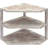 Solid Wood Kitchen Corner Shelf With 3 Tier Storage, Rustic Brown Washed Spice Rack And Condiment Organizer For Counter Top