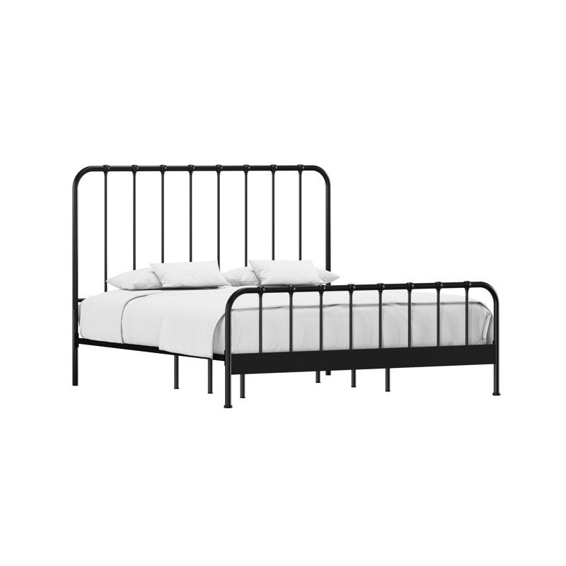 Sebbie Metal Complete Bed With Polydeck, Black, King