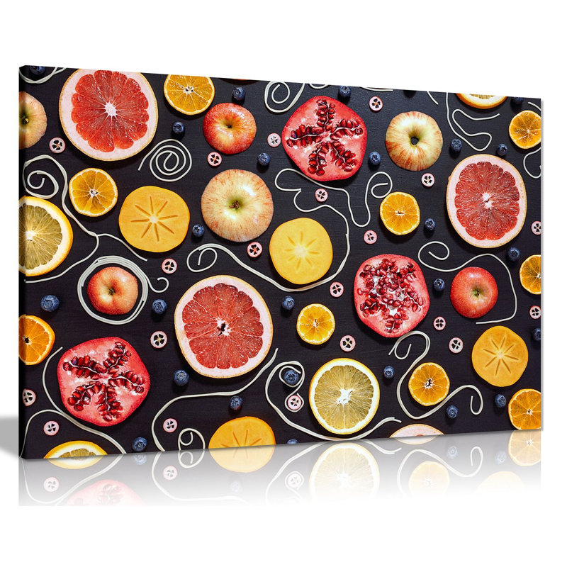 Colourful Fruits Pattern Kitchen - Wrapped Canvas Print, 31cm H x 20cm W