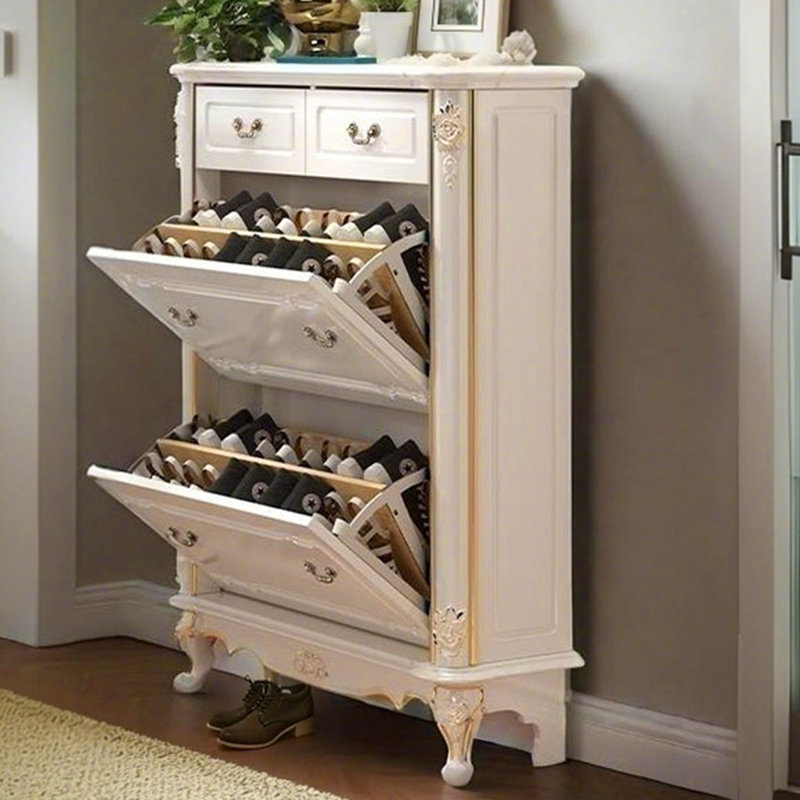 White Solid wood Shoe Storage