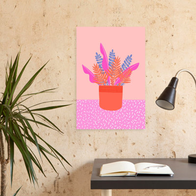 Pink And Blue Leaves Abstract Modern Art