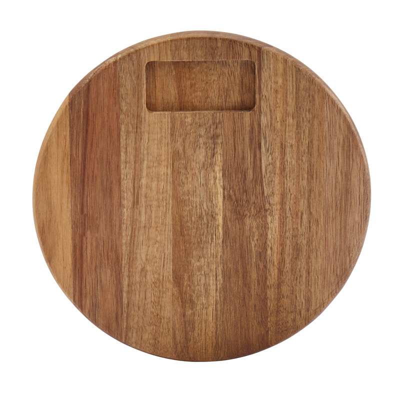 Tabletops Gallery Tabletops Gallery Acacia Wood 5-piece Round Serving Board Set with Cheese Knives and Holding Block