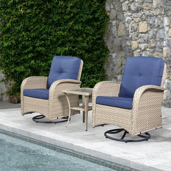 Wildon Home® Mcbride Swivel Wicker Rattan Outdoor Rocking Chairs Set ...