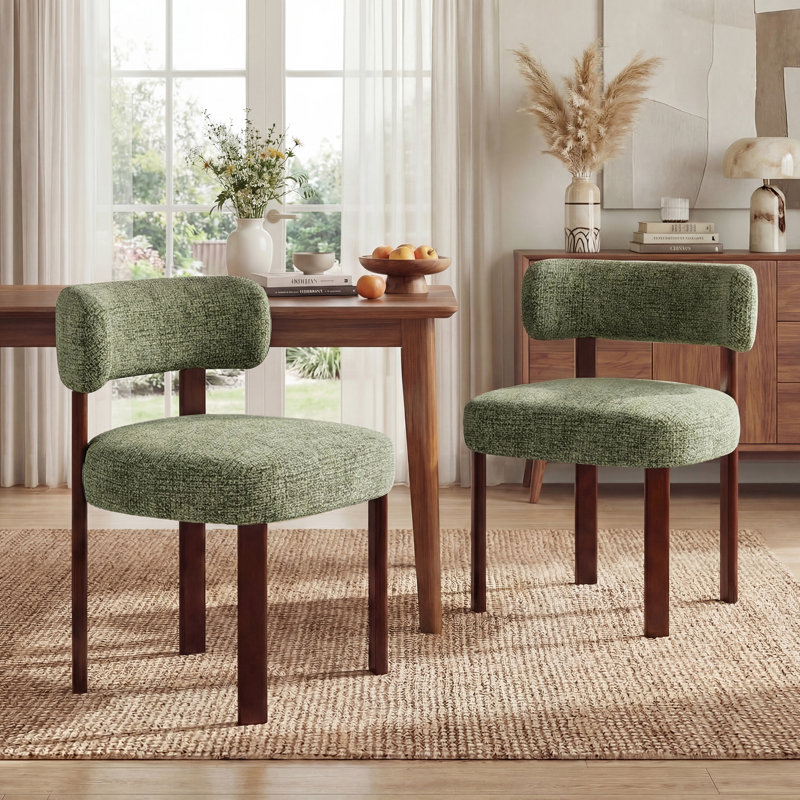 48.5cm H Upholstered Upholstered Back Side Chair, Fabric Green