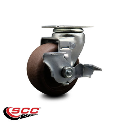 Glass Filled Nylon Swivel Caster with Roller Bearing and Brake