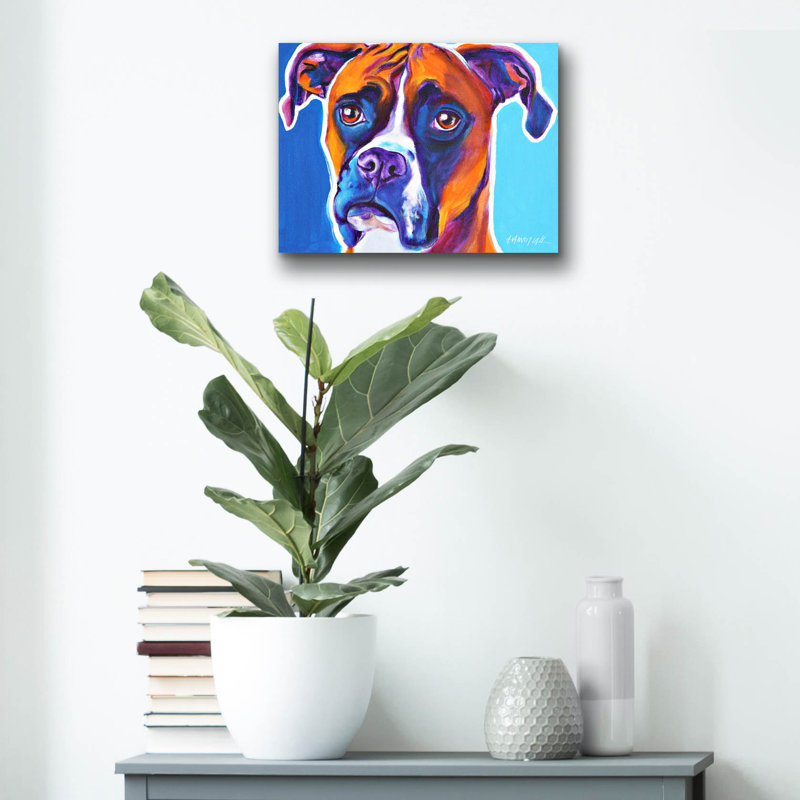 «Boxer - Rex» par Dawg Painter, H 12 po x l 16 po x P 0,13 po