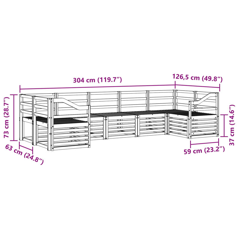 304cm Wide Patio Sectional Set