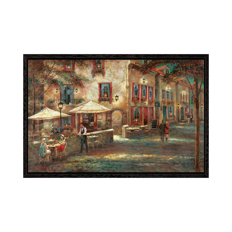 Courtyard Café by Ruane Manning - Gallery-Wrapped Canvas Giclée on Canvas, 101.6 cm H x 66.04 cm W, Black Framed