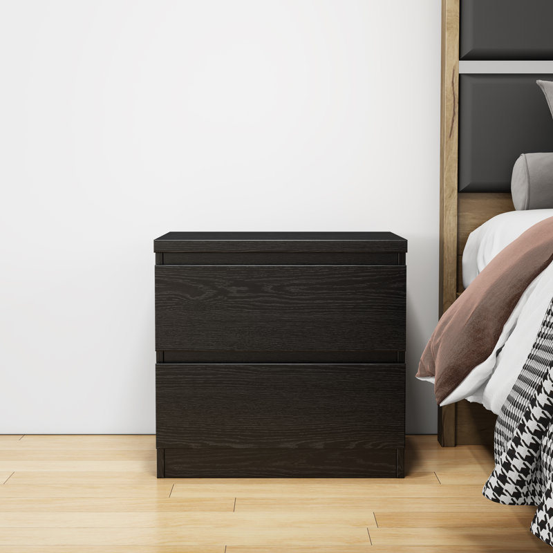 19.7-Inch Nightstand with 2 Drawers, Black