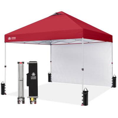 8 Ft. W x 8 Ft. D Pop Up Canopy Instant Tent with 1 Removable Sidewall