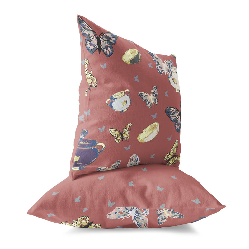 Housse de coussin intérieur / extérieur en polyester / mélange de polyester Butterfly Garden Bowl, 16 po x 16 po
