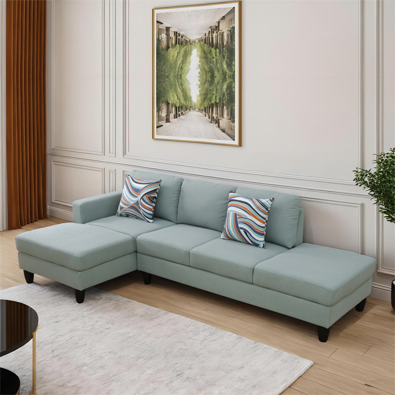 Ensemble modulaire de salon en L 2 pièces en tissu de qualité supérieure 2 pièces, Accoudoir à gauche (vu de face)