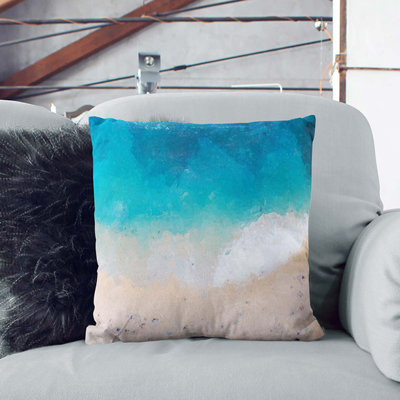 Sandy Beach in Honolulu Hawaii in Abstract Cushion with Filling