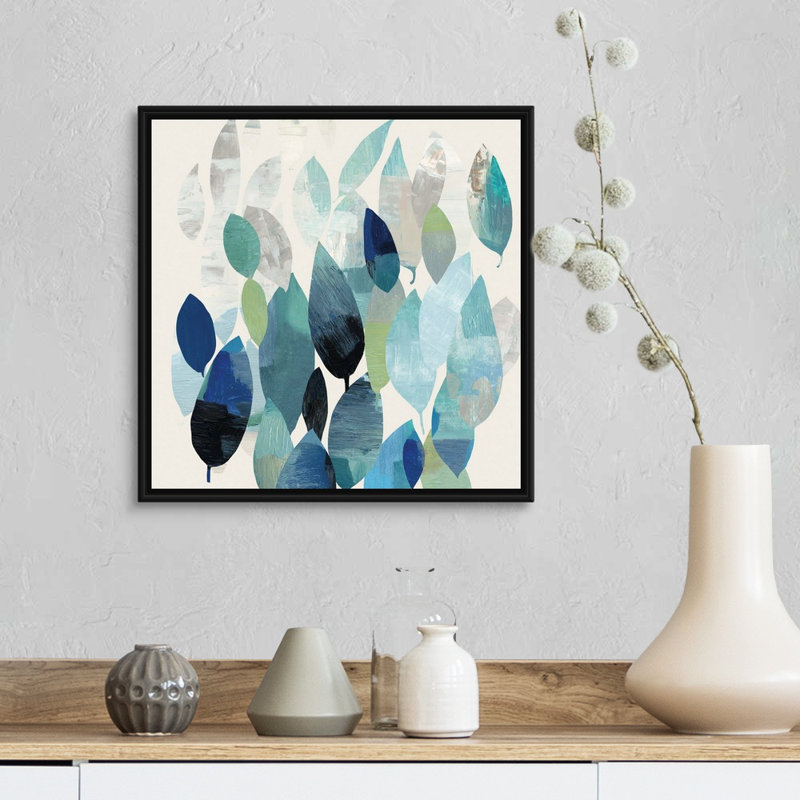 " Leaf Mural I " Painting Print, 18" H x 18" W x 1.75" D, Black Framed