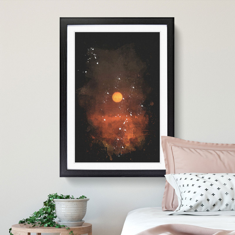 Sunset on Fire - Framed Print, 87cm H x 62cm W x 2cm D, Black Framed