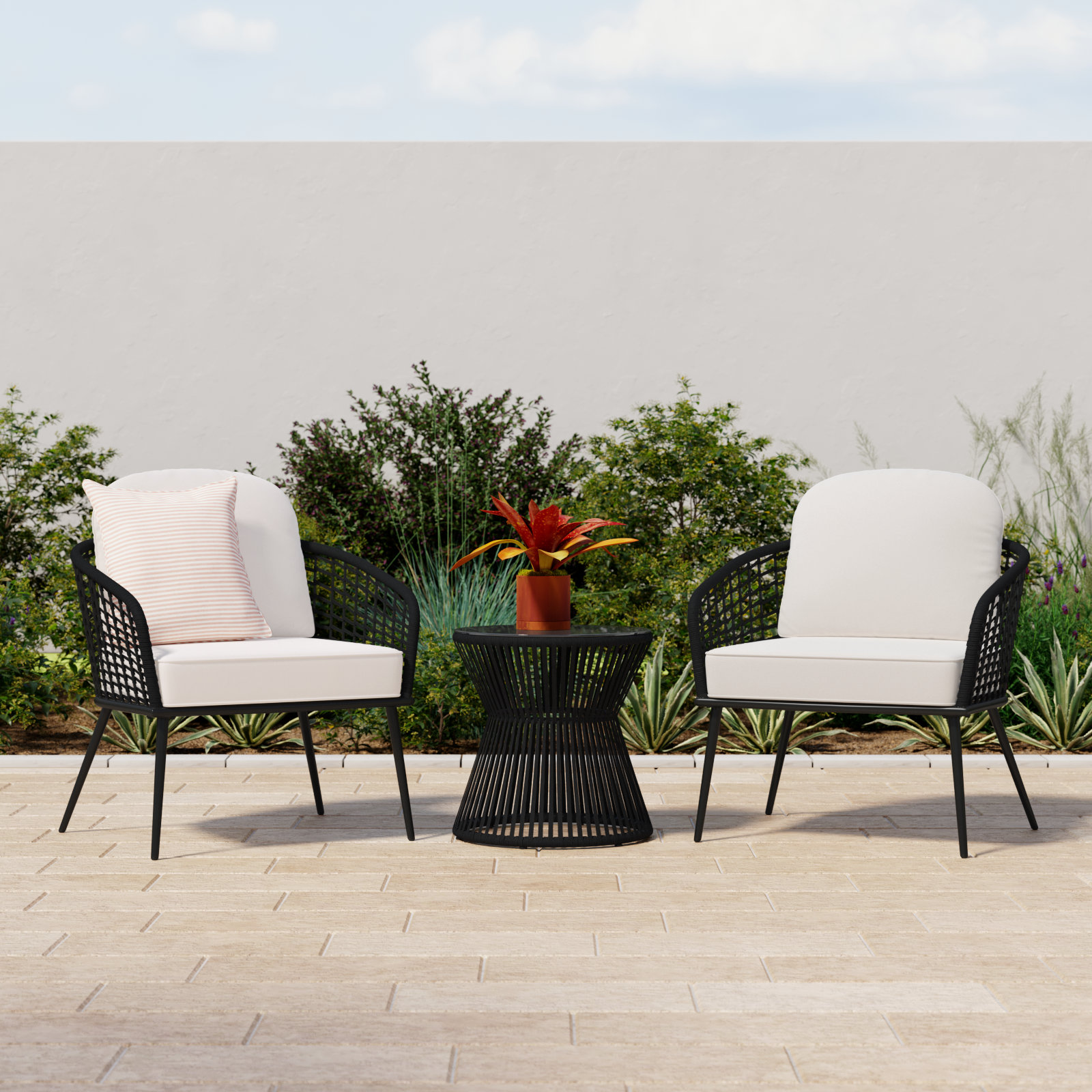 Gerdie Sheri 3 Piece Outdoor Seating Group With Cushions